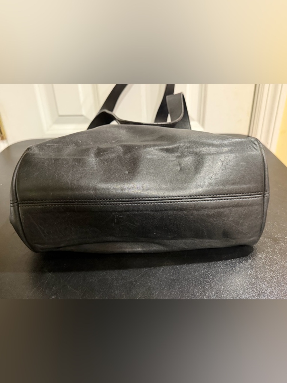 Coach vintage Lafayette Black Leather shoulder Tote with brass Buckle Strap 4140 - Picture 7 of 10